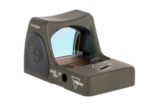 The Trjicon RM09 1 MOA red dot reflex sight in ODG for sale features 1 moa adjustable elevation and windage
